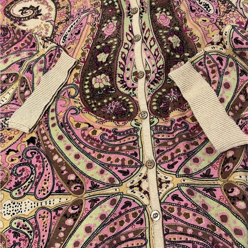 QVC Paisley Cardigan Sweater Womens 2X Button Preppy Academia Grandma Fall - Picture 5 of 8